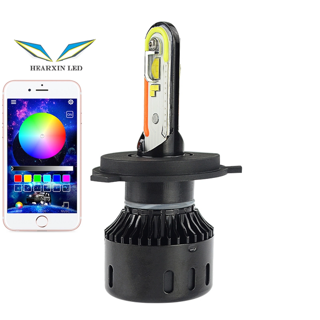 H4 Headlight Bulb H7 Led RGB Car Colorful 9005 9006 H11 Car Lights Hb3 Hb4 LED App Wireless Remote Control 20000LM H8 H9 Bulb