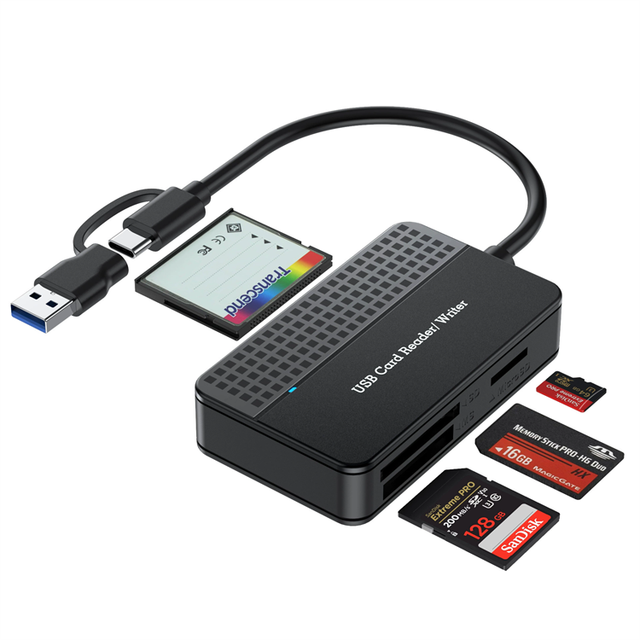 USB 3.0 Type C USB Card Reader 4 in 1 USB Card Writer 5Gbps Memory Smart Card Reader 15cm Cable SD TF CF MS