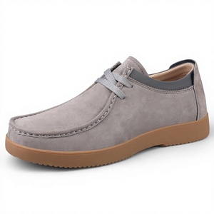 Scarpe da Guida Casual da Uomo in Camoscio Grigio Tinta Unita, Morbide, Traspiranti, Leggere, Antiscivolo, Versatili, con Lacci e Punta Tonda, Ideali per la Primavera - Product Image 1