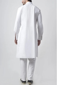 Conjunto de túnica de algodón con botones para hombre blanco antiestático transpirable de algodón de manga larga tradicional - Product Image 4