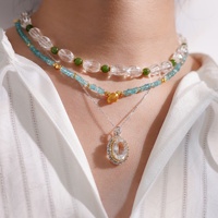 Bijoux bohème en pierre naturelle en argent sterling 925 plaqué or Apatite cristal Jade clair Quartz perle pendentif collier ensemble