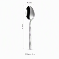 Ensemble de couverts en acier inoxydable argenté 5 pièces, manche torsadé en spirale, finition miroir, fourchette, couteau, cuillère, couverts pour table de mariage