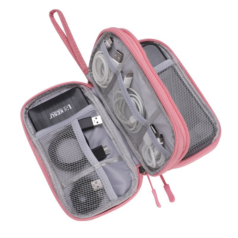 Sac pour câble de données double couche rose