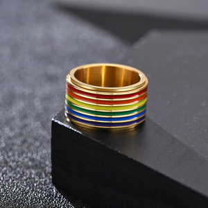 Anel de anel redondo masculino, anel de menino gay elegante preto personalizado - Product Image 4