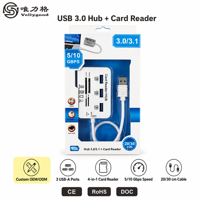 HUB Card Reader All-in-one Universal SD Card TF/MS Card USB 3.0 High-speed Transmission Splitter Camera in Stock