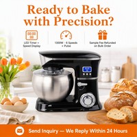 Batidora de Alimentos SOHEF de 7L y 1300W con Pantalla LED y Temporizador, Motor Smart IC 8835, Tazón de Acero Inoxidable, 6 Velocidades, Función de Pulso y Cabezal Inclinable