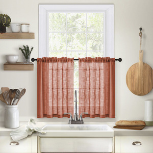 Rideaux de fenêtre en lin <span class=keywords><strong>vert</strong></span> <span class=keywords><strong>sauge</strong></span> personnalisés rideaux filtrants de lumière semi-transparents épais et doux pour la cuisine - Product Image 5