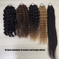 Extensions de cheveux humains pré-bouclées au crochet, design à fil invisible, style 4C Afro Kinky, nœuds invisibles, bouclées crépues, effet plume