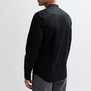 Classic <strong>Men's</strong> Custom Logo Casual Cotton Stand-up <strong>Collar</strong> Long Sleeve <strong>Shirts</strong> - Product Image 2