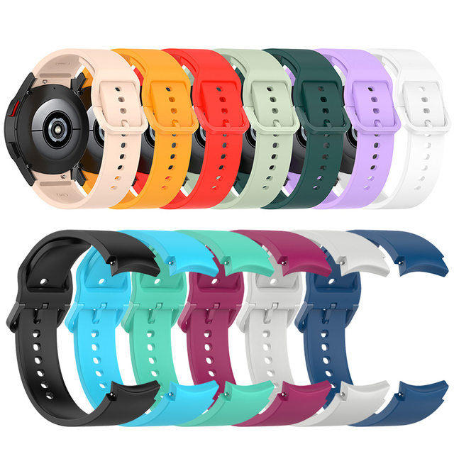 with Colorful Buckle 20mm Curved End Silicone Rubber Watch Strap Bands for Samsung Galaxy Watch4/Watch5 Bracelet Watchbands