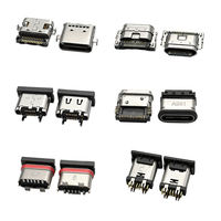 Connecteur femelle Longwei USB Type-C 16 broches en acier inoxydable 5A à courant élevé, charge rapide PD, port SMT vertical