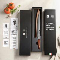 3-sterren chef-kok samenwerkte aan een premium 10-inch Damascus poederstaal snijmes met palissanderhouten handvat voor het snijden van vlees in de keuken