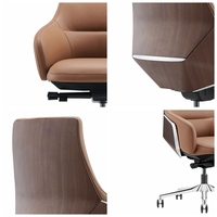 Chaise de bureau à dossier moyen pour l'exécutif en cuir Pu ergonomique de bureau moderne de style commercial contemporain pivotant en Chine