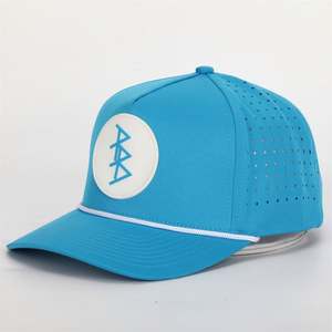 Casquette de baseball personnalisée 5 panneaux en caoutchouc de haute qualité avec logo, chapeau perforé imperméable découpé au laser - Product Image 2