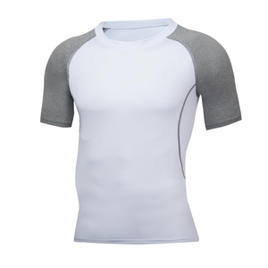 JINQI Custom Logo t-shirt Relax Fit poliestere elastina aderente da <span class=keywords><strong>uomo</strong></span> aderente senza cuciture sottile Running Compression Gym Fitness Tshirt - Product Image 3