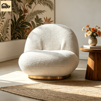 Fauteuil de loisirs OKF personnalisé en laine, forme nuage, avec structure en bois massif, rembourrage en éponge, base pivotante, fauteuil d'appoint moderne pour salon de villa