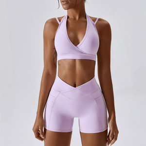 Conjunto Deportivo de Dos Piezas de Secado Rápido y Transpirable para <span class=keywords><strong>Yoga</strong></span>, Bra Deportivo y Pantalones Cortos para Gimnasio, Conjuntos de Entrenamiento para <span class=keywords><strong>Mujer</strong></span> - Product Image 6
