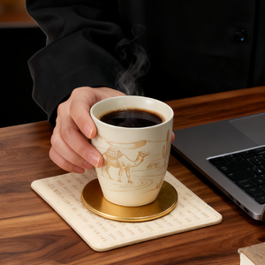 <span class=keywords><strong>Taza</strong></span> de café de cerámica sin asa estilo arte de arena con diseño de camello del desierto exótico, <span class=keywords><strong>taza</strong></span> de degustación bajo esmalte de Oriente Medio para Latte - Product Image 3