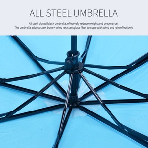 Promotional Logo Printed 3-Fold <b>Windproof</b> Foldable <b>Umbrellas</b> Tiny Portable Rain Gear for Travel - Product Image 6
