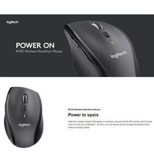 Hot-selling ergonomic <b>wireless</b> Logitech M705 mouse with optical tracking and unified USB receiver - Product Image 4
