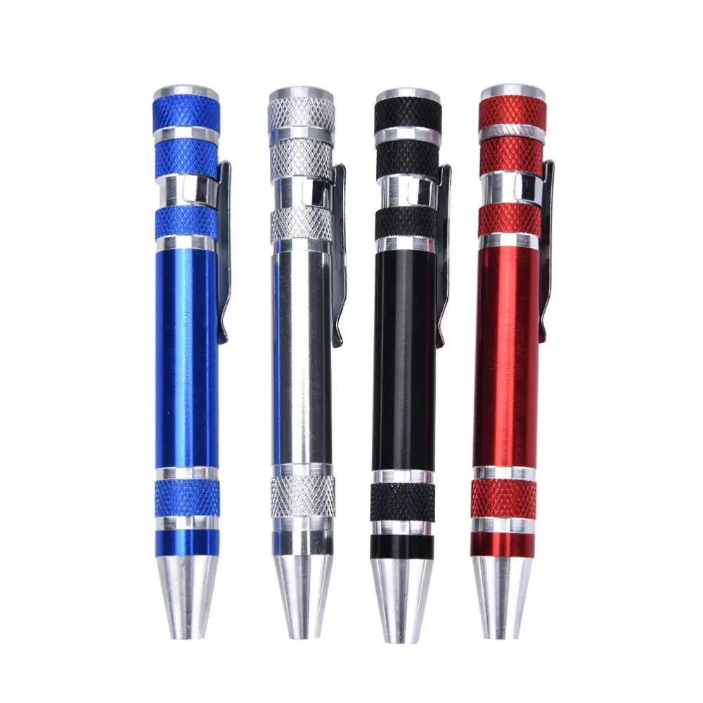 Customized logo engrave gifts 8 in 1 mini Durable Mini Gadgets Repair Multi-Tool Set Kit DIY Pen Style Precision Screwdriver