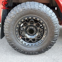 Jantes forgées modifiées DW, finition satinée noire, motif nid d'abeille, 17 et 18 pouces, 5 trous, avec système Beadlock, compatibles avec les camions tout-terrain Ford et Toyota, style jantes de camion.