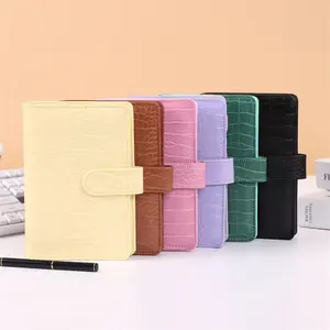 Custom A4/A5/A6/A7 Budget Binder Leather Rings Planner 6-Ring Pocket Organizer Notebook Cover Crocodile Pattern Wallet