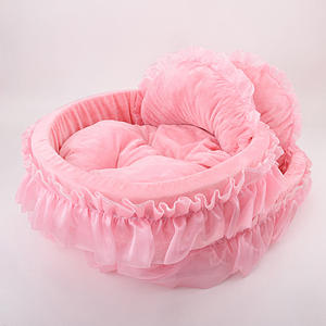 Holesale-sofá suave de encaje para niña, cama de Casa de princesa de perro rosa - Product Image 5