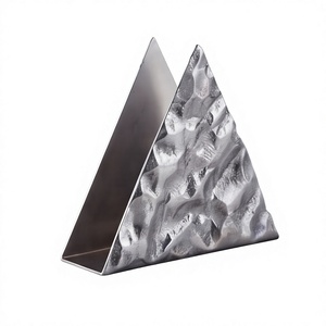 Porte-serviettes en argent massif, support en métal texturé moulé, accessoire de décoration pour cuisine et salle à manger, article en stock - Product Image 1