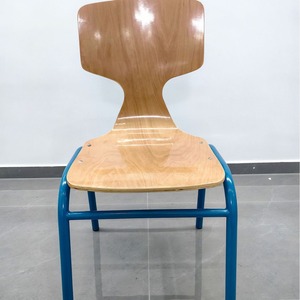เก้าอี้โรงเรียน เบาะไม้ โครงเหล็ก สีฟ้า ทนทาน สำหรับเด็กนักเรียน - Product Image 1