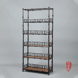 Lacquered Bamboo Bookshelf Chinese Style Antique Display Shelf Multifunctional Study Living Room Storage Rack - Product Image 5