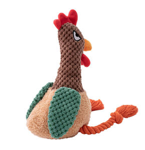 Simpatico peluche eco-friendly Push-pull morbido morso resistente a forma di gallo animale cigolante cane da masticare giocattoli - Product Image 5