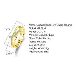 Women's Trendy 18K <b>Gold</b> Plated Copper Fashion <b>Rings</b> Personalized Knotted <b>Zirconia</b> - Product Image 2