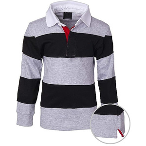 Vintage Preppy Stijl Garengeverfde Gestreepte Katoenen Rugby Top Oversized Zwaargewicht Gebreide School Leaver Casual Kinder Rugby Trui - Product Image 2