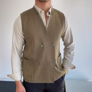 Gilet da Uomo Personalizzato con Stile o Logo ODM, Giacca Senza Maniche a Doppio Petto, Slim Fit per Matrimoni e Occasioni Formali - Product Image 5