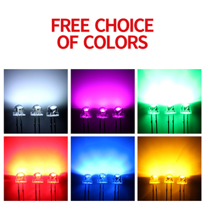 1000 đơn vị mỗi gói 5mm mũ rơm chân dài trong suốt cạnh trắng đỏ xanh xanh vàng LED - Product Image 3