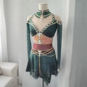 Robe de <span class=keywords><strong>danse</strong></span> pour patinage artistique pour filles et femmes, tenue de performance pour patinage sur glace, costumes de ballet avec strass pour compétition - Product Image 6