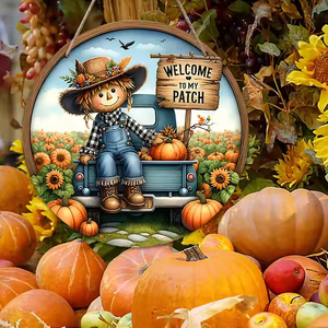 <strong>Scarecrow</strong> Window <strong>Decoration</strong> Thanksgiving Pumpkin Pendant Harvest Festival Wooden Wreath Door <strong>Decoration</strong> - Product Image 2