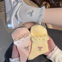 Kaus Kaki Jacquard Vintage Motif Pita untuk Wanita, Kaus Kaki Hangat Musim Gugur Musim Dingin, Gaya Mori Girl Jepang yang Manis, Rajutan Bunga