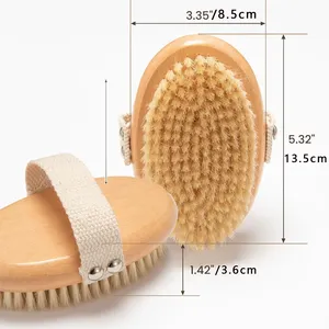 1 cepillo de madera exfoliante para masaje corporal, cepillo de baño de cerdas naturales, cepillo suave para SPA, cuidado de la piel para mujer y hombre, cepillo corporal para uso en seco o húmedo - Product Image 4