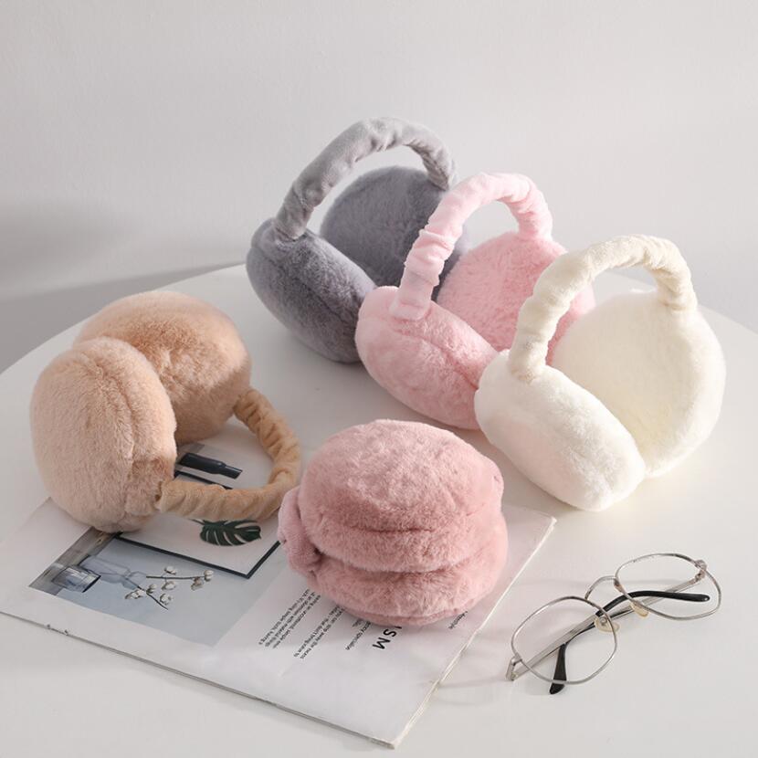 Простые недорогие складные зимние наушники для женщин, оптовая продажа, однотонные теплые регулируемые наушники из искусственного меха для езды на велосипеде и бега
