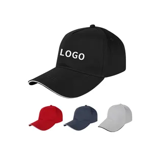 Individuelle fünf 5-Panel-Individuelles Logo Outdoor Gorras Sportkappen Hüte einfarbige leicht gebürstete Baseballmütze mit Sandwich
