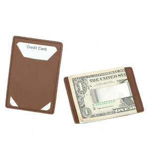 Porte-cartes RFID ultra-mince avec logo personnalisé pince à billets portefeuille durable en cuir de cheval fou avec blocage RFID pour hommes - Product Image 3
