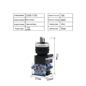 WZAZDQ LA38-11X2 LA38-<span class=keywords><strong>20X3</strong></span> Interrupteur sélecteur à bouton Base bleue Tête en aluminium Point argenté 2/3 vitesses IP50 Chine - Product Image 3