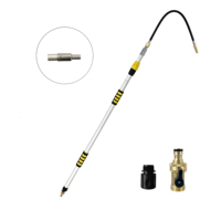 Outil de nettoyage de gouttières VITOP, baguette de nettoyage de gouttières en aluminium de 2,5 m, modes de débit d'eau réglables, interrupteur en laiton, noir/jaune