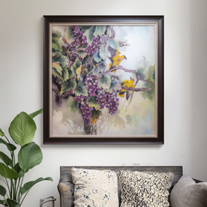Art mural moderne fait main sur toile, peinture en grès de style chinois, raisins et oiseaux jaunes, ornement pour la décoration de bureau et de la maison - Product Image 3