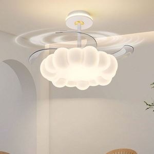 โคมไฟระย้ารูปเมฆสีครีมฟักทองลมแบบเรียบง่ายที่ทันสมัยสำหรับห้องนั่งเล่นไฟ LED ติดเพดานหลอดไฟหลักปิดเสียงในครัวเรือน - Product Image 3