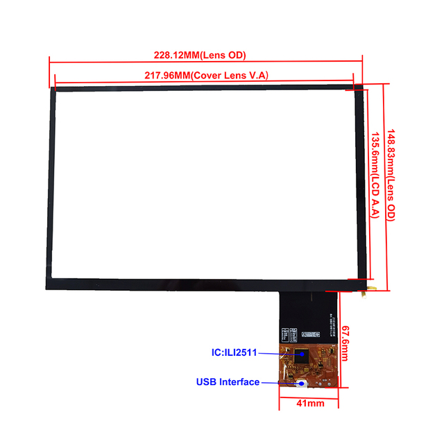 Bestar Customized 10.1 Inch Capacitive Touch Panel ILI2511 Glass+Glass Touch Screen USB Interface Industrial Use 6H Hardness