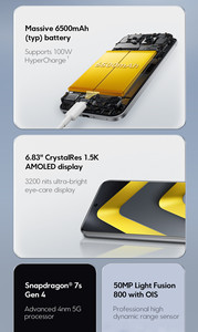 Smartphone 5G 6,83 pouces 120 Hz Écran AMOLED incurvé 1,5K Batterie 6500 mAh Charge rapide 100 W Étanche IP68 pour POCO M8 <span class=keywords><strong>Pro</strong></span> - Product Image 5