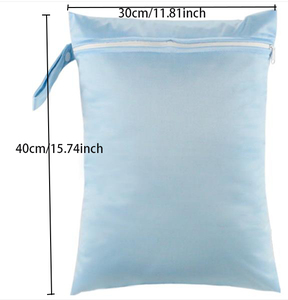 <span class=keywords><strong>Sac</strong></span> à langer imperméable et lavable 30*40cm avec poignée et fermeture éclair, pochette de rangement écologique pour couches et vêtements de bébé (humides et secs) - Product Image 2